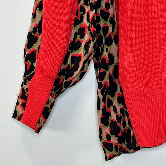Sandrine Rose Animal Print Crew Neck Wool Sweater Red Women Small NWT Oversized - Picture 4 of 11